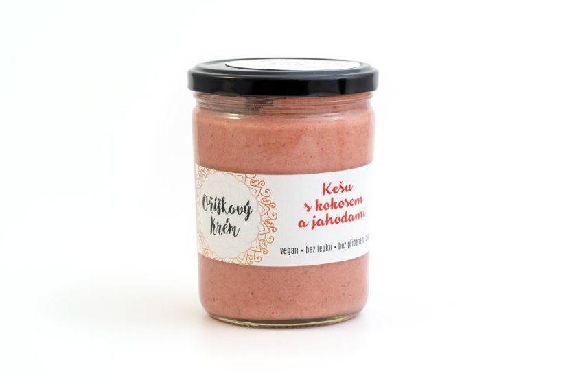 Oříškový krém Kešu s kokosem & Jahodami - Množství: 400 g